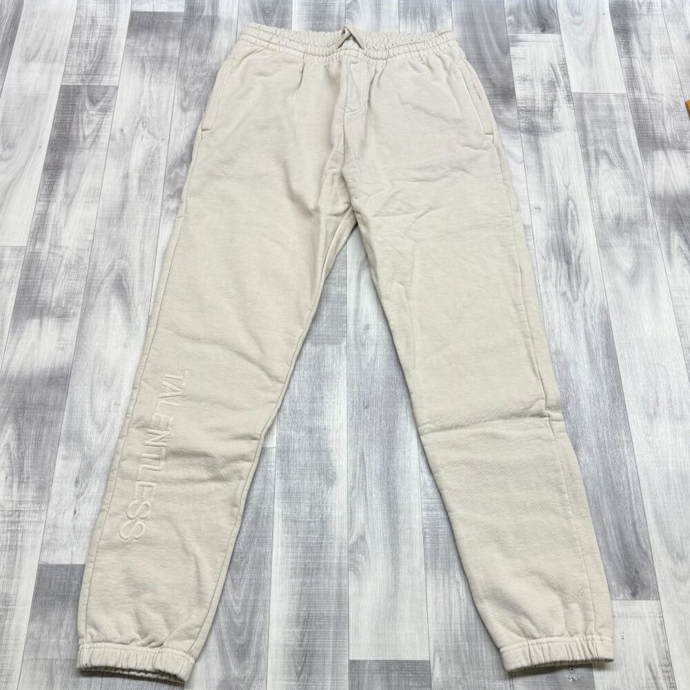 ✅Mens L Talentless Sweatpants Embroidered Logo Ivory/Bone Joggers Y2K Streetwear